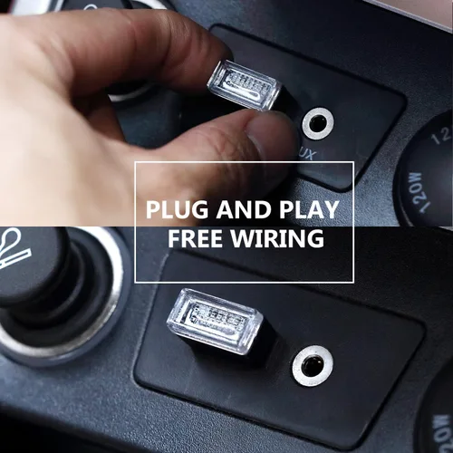 Miniatura 5 de 7 piezas de mini luces LED USB para interior del automóvil, luces LED USB para atmósfera, enchufable, 5 V, luz USB universal, kit de iluminación