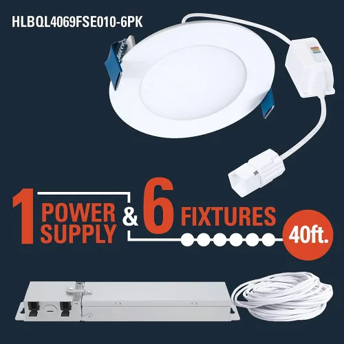 Miniatura 2 de HALO Quicklink - Luz LED de oblea empotrable ultrafina de 4 pulgadas para techo y ducha, paquete de 6 unidades, 605 lúmenes, 5 temperaturas