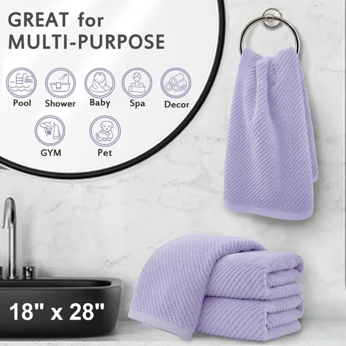 Miniatura 25 de VOOVA & MOVAS Toallas de mano blancas - 100% algodón Ligeras Gruesas Secado rápido Suaves Absorbentes, paquete de 4 piezas grandes de 18