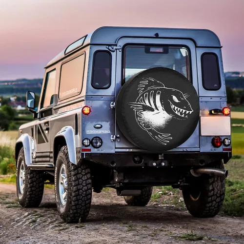Miniatura 6 de Cubiertas de neumáticos de repuesto para remolques de caravana, peces oscuros, resistentes a la intemperie, a prueba de polvo, universales para SUV