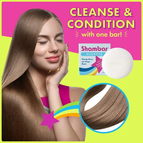 Miniatura 2 de Shambar HYDRATE - Barra de champú y acondicionador natural Lavado de cabello sólido con miel de manuka y mango Barra de champú segura sin