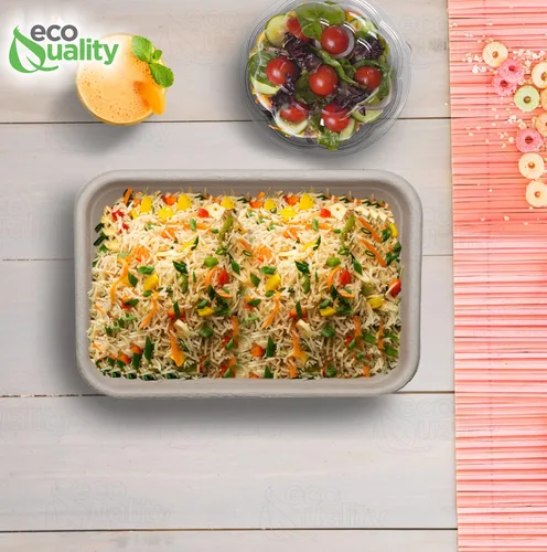 Miniatura 7 de EcoQuality Cuencos desechables de 34 onzas – Cuencos rectangulares compostables de fibra de caña de azúcar, biodegradables, ecológicos, oblongos