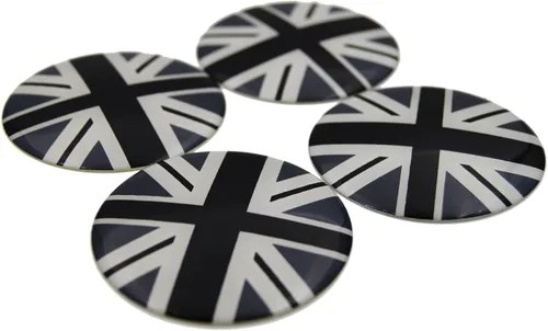 4 tapas centrales de rueda de bandera del Reino Unido, compatibles con Mini Coopers R50 R51 R52 R53 R55 R56 R57 R58 R59 R60 R61 F55 F56 con emblema