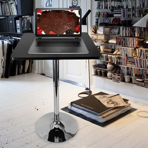 Miniatura 7 de Mesa redonda de pub, mesa giratoria ajustable de 360°, mesa de bar bistró, pequeñas mesas cuadradas ajustables, mesa auxiliar moderna