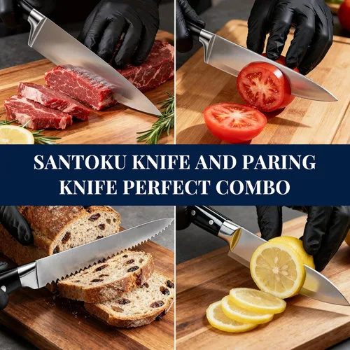 Miniatura 7 de Juego de cuchillos, juego de 15 piezas de cuchillos de cocina premium, cuchillo de chef de acero inoxidable de alto carbono ultra afilado, mango
