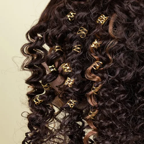 Miniatura 5 de NAISKA 50 piezas de joyería para rastas, anillos trenzados para el cabello, clips de temor, cerraduras de metal, joyería para trenzar el cabello