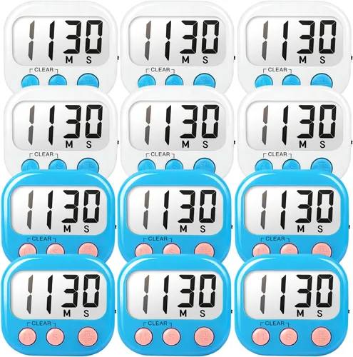 Miniatura 21 de Temporizadores de aula para profesores y niños, temporizador digital magnético grande, suministros para profesores, paquete de 12, azul y verde Azul