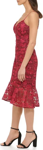 Miniatura 2 de GUESS Vestido midi de encaje con dobladillo con volantes para mujer