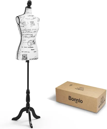 Bonnlo Maniquí de costura, apto para clavar alfileres, para vestido de mujer, con base de trípode de madera., 6 Beige