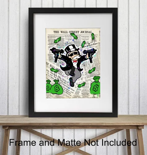 Miniatura 2 de Wall Street Journal, Financial Times Gangsta Graffiti Monopoly Man Póster de Arte de Pared - 8x10 pulgadas Decoración Dow Jones, NASDAQ, Decoración