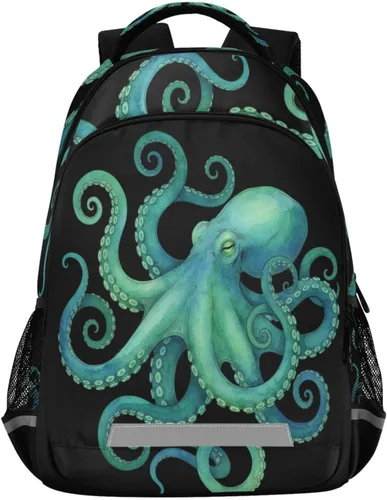 Miniatura 13 de ALAZA Mochilas de viaje con diseño de mariposa, luna y estrella, color azul turquesa, mochila escolar para hombres, mujeres, adolescentes y niños