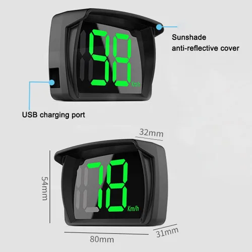 Miniatura 6 de Shkalacar Pantalla frontal HUD para automóvil, velocímetro digital GPS KM/H MPH con pantalla LED de fuente grande + adaptador de carga de automóvil