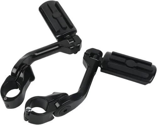 Miniatura 2 de TCT-MOTORPARTS Estriberas de pie de carretera de montaje largo para Harley Electra Glide, todo con protectores de motor de 1-1/4 pulgadas 1.25 Negro