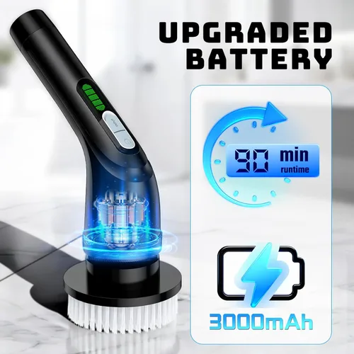 Miniatura 2 de Highyes Limpiador eléctrico giratorio, potente cepillo de limpieza de 2 velocidades, IPX7 impermeable con 7 cabezales de cepillo reutilizables