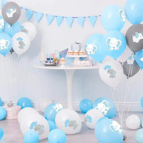 Miniatura 6 de Aoriher 45 globos de elefante de 12 pulgadas, globo de elefante para baby shower, para bebés, niños y niñas, revelación de género, suministros