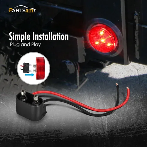 Miniatura 5 de Partsam 4 luces LED redondas de 2 pulgadas con marcador lateral lateral reflejo, [aprobado por DOT] 2 pulgadas, 4 luces LED de remolque con ojales