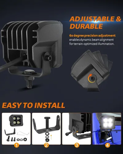 Miniatura 7 de Cubitos LED, 3 pulgadas, 80 W, CREE LED Pods 3x3, combo de inundación puntual para todoterreno, luces de conducción antiniebla para camión