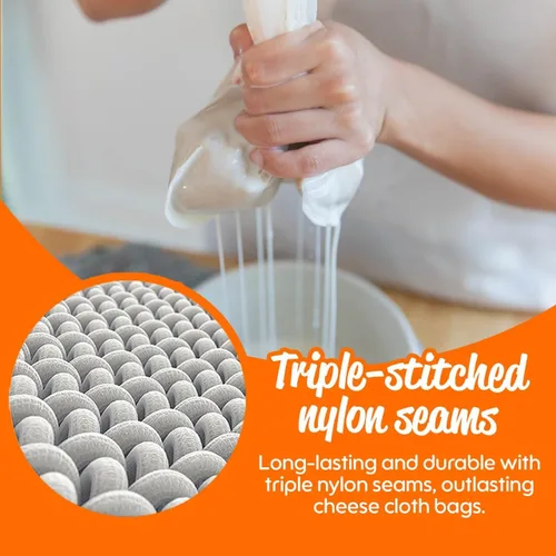 Miniatura 6 de Bolsa para leche de frutos secos de calidad. Grande 12 inx 12 in de grado comercial. Bolsa reutilizable almendra leche y colador de alimentos.