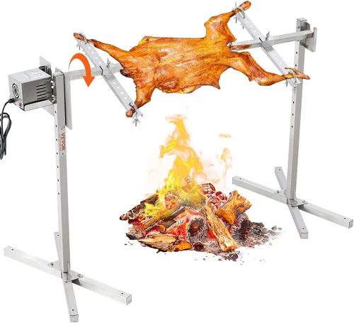 Miniatura 11 de VEVOR Parrilla asadora, asador de cerdo y cordero al aire libre de 37 pulgadas, asador de asador de carbón con capacidad de 132 libras, ruedas