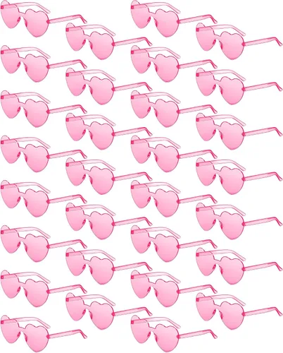 Colzzy 30 lentes de sol en forma de corazón sin montura para el día de San Valentín, transparentes, coloridos, sin marco, para despedida de soltera