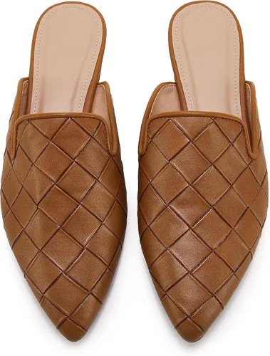 Miniatura 7 de Sandalias planas trenzadas con punta puntiaguda para mujer, sin espalda, tacón bajo, con corte casual
