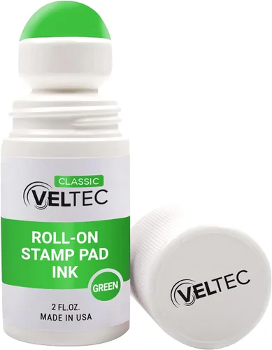 Miniatura 5 de Veltec Classic Roll-on Stamp Pad Recambio de tinta, botella de 2 onzas, aplicar a almohadilla de tinta con bola de rodillo (negro)