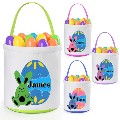 Miniatura 31 de Jocidea - Cesta de Pascua personalizada, paquete de 1 cestas de Pascua personalizadas para niñas y niños, cesta de Pascua personalizada para bebés