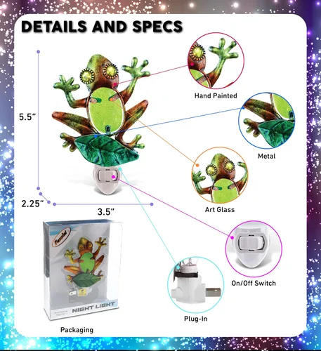 Miniatura 2 de Puzzled Lámpara de luz nocturna de rana – Luz nocturna enchufable con interruptor de encendido y apagado, lámpara de animales de bajo consumo