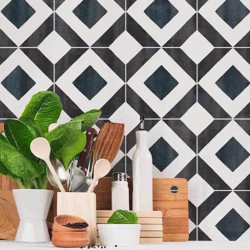 Quattro - Plantilla de azulejos (pequeña de 6 x 6 pulgadas), plantillas geométricas de azulejos de cemento para pintar azulejos, plantillas de