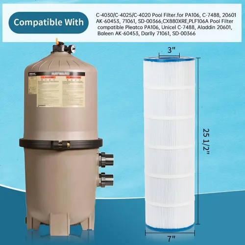 Miniatura 2 de Cartucho de filtro de piscina PLF106A compatible con CX880XRE, C4020, C4025, C4030, C-7488, FC-1226, C4 × 106 pies cuadrados Cartucho de 4
