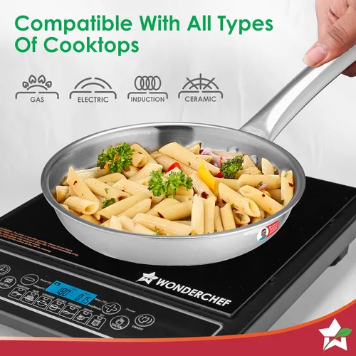 Miniatura 3 de Wonderchef Venice Triply Stainless Steel 3 Pc. Cookware Set Fry Pan 20cm, Kadhai with Lid 24cm Non-Toxic Safe to Use Uniform Heating