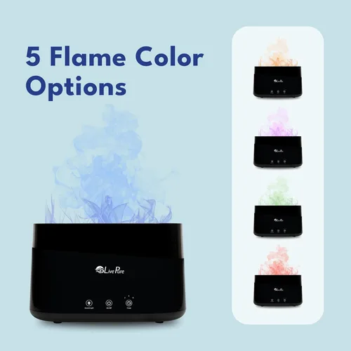 Miniatura 4 de LivePure LP300HUM Aqua Flame Humidificador de niebla fría – Pequeño humidificador ultrasónico de plantas para interiores con difusor de aceite Blanco