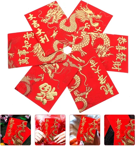 Miniatura 2 de Paquete de 60 sobres rojos chinos para Año Nuevo Lunar Hong Bao 2024 Año del Año del Año del Dinero para Festival de Primavera Boda Cumpleaños