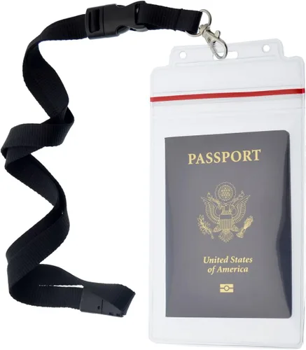 Soportes para pasaporte – Paquete de 2 – Fundas resellables resistentes al agua y al desgarro y cordón de alta calidad – Inserto de 4 x 6 pulgadas