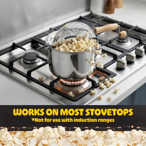 Miniatura 4 de Great Northern Popcorn Stovetop Popcorn Maker - Stainless-Steel Popcorn Popper with a Hand Crank, Vented Lid, and Stir Paddle