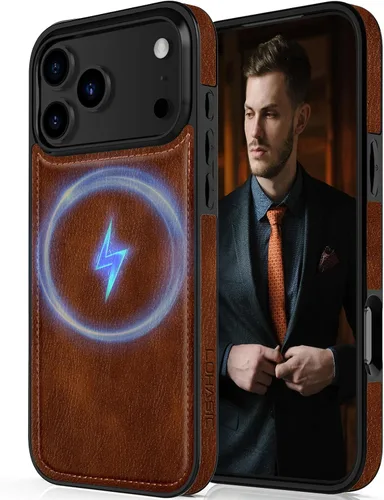 Miniatura 10 de LOHASIC Funda diseñada para iPhone 14 Pro, elegante cubierta trasera magnética de cuero de negocios, a prueba de golpes, compatible con fundas Negro