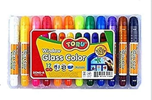 Toru Marcador de Crayón de Color para Cristal de Ventana Lavable Papel Aqua No Tóxico 12 Colores