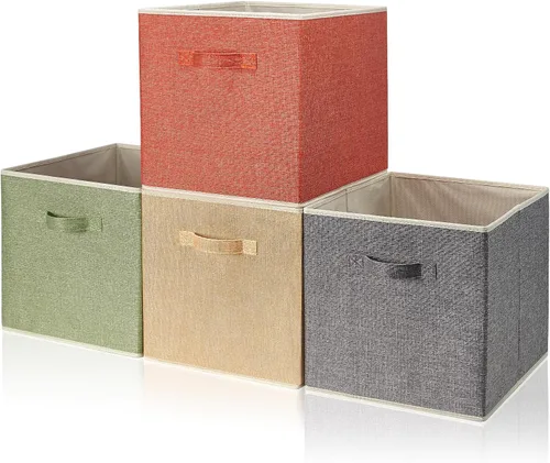 Miniatura 10 de Organizador de Cubos de Almacenamiento Contenedor 10.5" x 10.5" x 11" Cajas Grandes Canasta de Tela con Asas para Organizar Estantes Armario Ropa