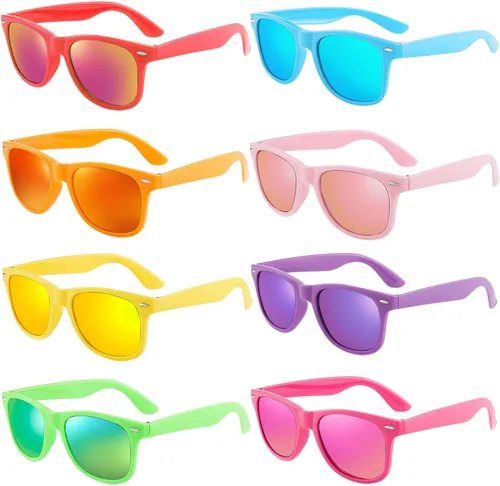 Miniatura 52 de Suministros para regalos de fiesta de colores neón Paquete de 8 gafas de sol unisex