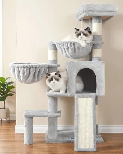 Miniatura 9 de Gitelsnour Árbol para gatos, torre para gatos con condominio, 2 cestas, plataforma grande, tabla para rascar, postes rascadores para gatos