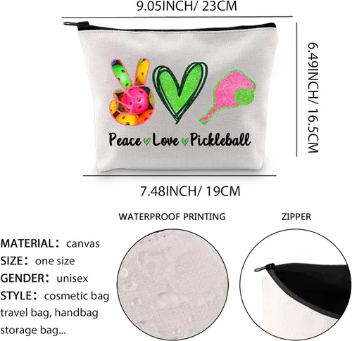 Miniatura 2 de XYANFA Bolsa de cosméticos Pickleball - Multicolor, grande - Regalo para mujer - Impermeable, ligera, portátil