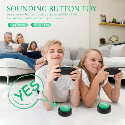 Miniatura 2 de NUOBESTY Botón de sonido de botón de juguete de botón de botón de utilería Juego de broma de fiesta Botones de voz Botón de juguete - Botón verde Sí