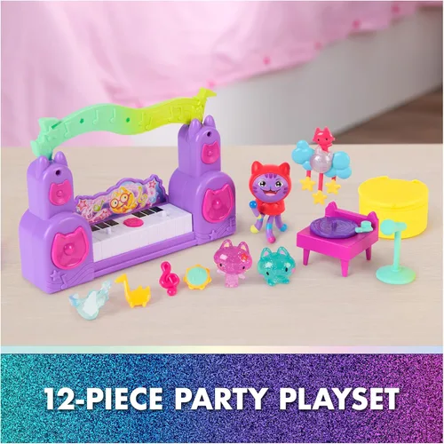 Miniatura 4 de DreamWorks Gabby's Dollhouse La Película, Set de Historia de Fiesta Paw-Some con DJ Catnip, 2 Figuras de Juguete Eraser Cat y Accesorios, Juguetes