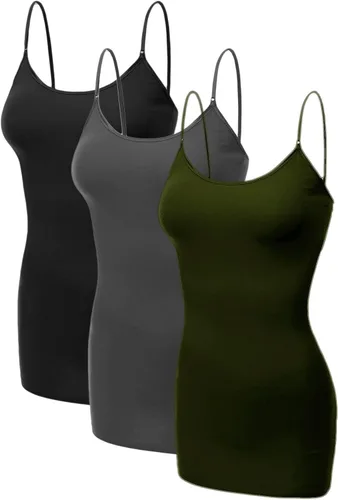 Miniatura 355 de Emmalise Camisola larga casual básica para mujer, con tirantes ajustables, top en capas