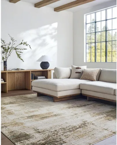 Livabliss x Galey Alix Myrtle Avenue III - Alfombra moderna abstracta de área, 5'3" x 7'7" (5' x 8'), crema/taupe
