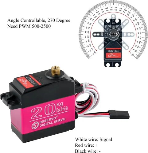 Miniatura 4 de DS3218 - Servo digital de engranaje de metal de alto par resistente al agua servo RC de 44.1 lbs rotación de 270 grados para autos Baja RC