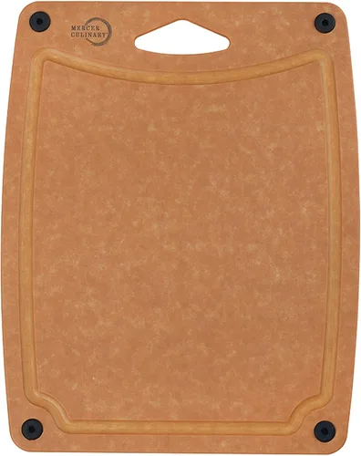 Miniatura 21 de Mercer Culinary Tabla de cortar compuesta de 14 9/16" x 10 13/16", con pies antideslizantes y ranura para jugo, mediana Marrón con patas