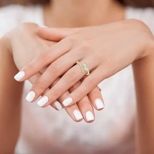 Miniatura 7 de Anillo torcido de diamantes naturales de dos piedras TW de 1 quilate en oro amarillo de 10 quilates