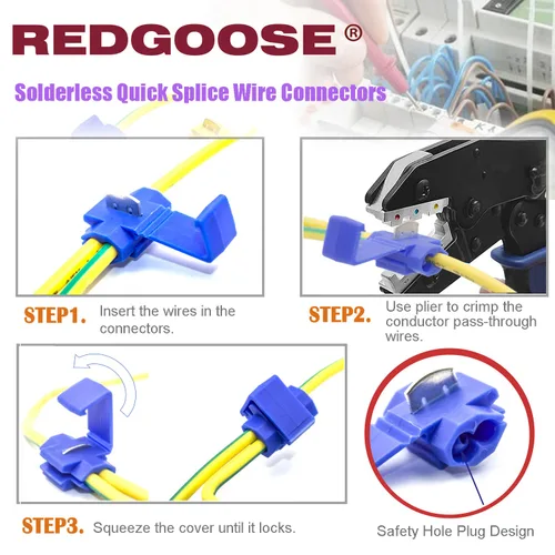 Miniatura 3 de 100 unidades de conectores de cable de empalme rápido sin soldadura, conector de cable eléctrico de cierre de clic calibre 12-10 (amarillo)