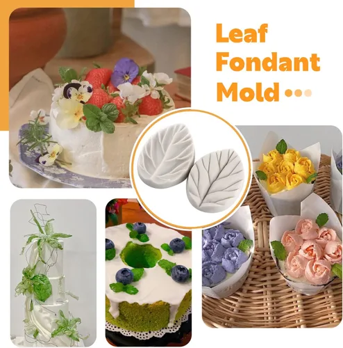 Miniatura 4 de Sijiangmold Gumpaste - Molde de silicona para veteado de hojas de fondant, moldes veteados para pasta de goma, molde de flores para decoración